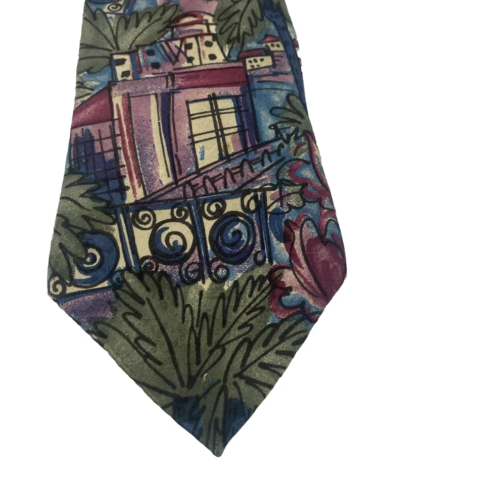 Corbata Scott Foster Para Hombre Seda Abstracto Estampado Arquitectónico Multicolor Hecha en EE. UU. Foto 1 de 4