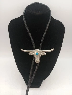 Corbata bolo vintage de metal Steer rústica nativa del suroeste vaquero rodeo  Foto 1 de 4