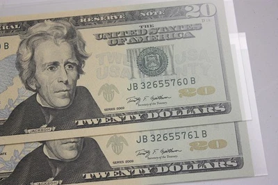 2009 Consecutive 20 Dollar Bills | Pair of Notes in Sequence | Numismatics - Image 1 of 4