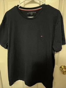 TOMMY HILFIGER Men's Size L Navy Blue Short-Sleeve Crewneck Embroidered Logo - Picture 1 of 7