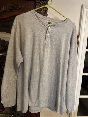 Camisa/suéter Henley Lands End gris jaspeado XL para hombre Foto 1 de 3