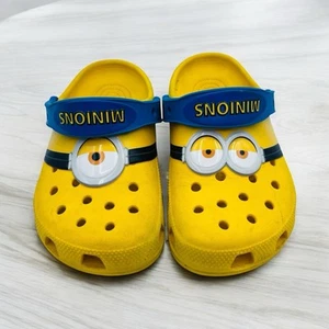 Zuecos sin cordones Minions Crocs unisex niños Kawaii talla C8-J3 sandalias amarillas - Imagen 1 de 10