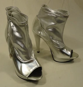 Bumper Open Toe Heels Shoes Man Made Female Adult 7.5 Silver Solid 17-211bm - Picture 1 of 1