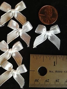 10 Bows White Satin bow Tear Bears Wedding Baptism Prom invitations Christening - Picture 1 of 2