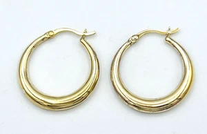 Sterling Silver Signed 925 M Gold Vermeil Hoop Earrings - Picture 1 of 8