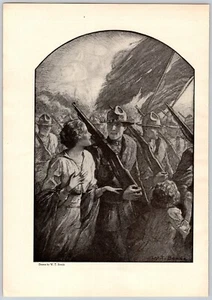 1918 Print Red Cross Magazine W T Benda Illustration WWI Soldiers March Woman - Picture 1 of 1