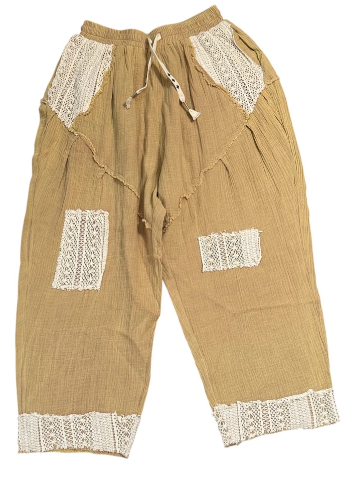 Pantalones harén con parche de encaje de ganchillo POL - pequeños nuevos sin etiquetas Foto 1 de 4