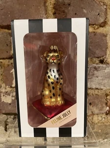 8 adornos navideños de vidrio Oak Lane leopardo “Feline Jolly” sellados, nuevos, nuevos en caja, 4” - Imagen 1 de 3