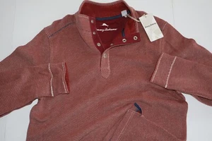 Tommy Bahama Cannon Playa Sudadera Pullover A Presión Cuello Simulado Rojo Cereza Mediana M - Imagen 1 de 5