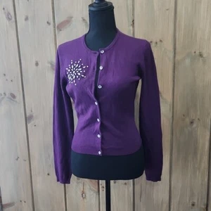 Moda International Silk Cashmere Lycra Blend Embellished Cardigan, preowned - Picture 1 of 7