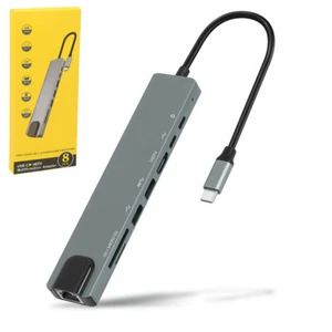 USB C Hub Docking Station 8 in 1 Adapter MultiPort Adapter Type C To USB 4K HDMI - Picture 1 of 7