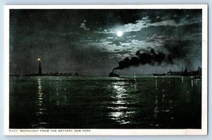 New York City New York NY Postkarte Mondlicht aus der Batterie um 1910 antik - Bild 1 von 2