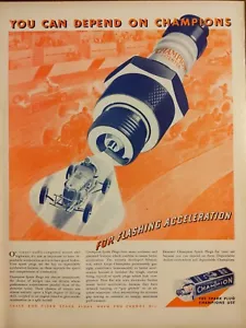 Pubblicità stampa candela campione 1938 vintage Per accelerazione lampeggiante - Foto 1 di 1