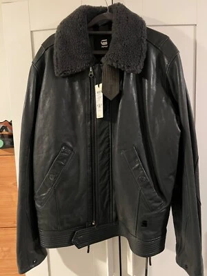 G Star Raw Mens leather  sherling jackets XL  - Image 1 of 3