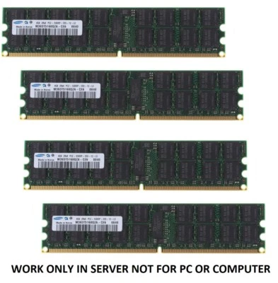 Memory Ram 4 Server DDR2 PC2 5300P 667MHz 240pins RDIMM ECC Registered 2x GB Lot - Image 1 of 4