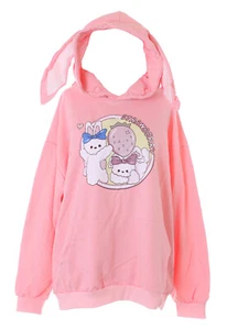 TS-361 Rosa Fragola Coniglio Grafica Felpa con Cappuccio Ohren Pullover Pastello - Foto 1 di 9