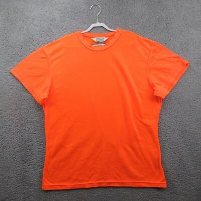LL Bean Polartec Short Sleeve Shirt Womens Large Neon Orange Made In USA - Image 1 of 4