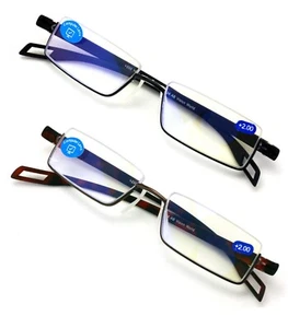 2 pares de gafas de lectura flexibles de medio borde delgado peso pluma con antiazul R - Imagen 1 de 10