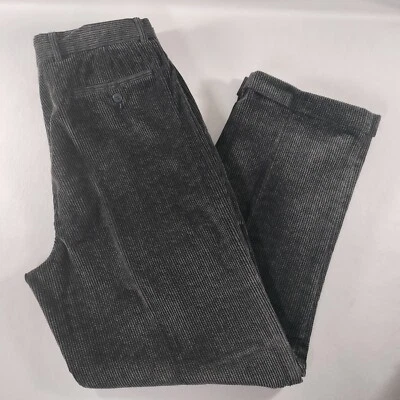 Pantalones de pana negros plisados suaves Louis Raphael para hombre talla real 34x30 Foto 1 de 4