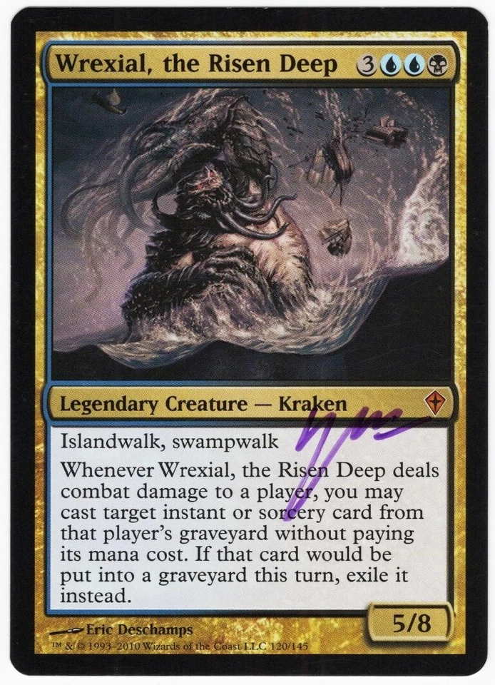 Wrexial, the Risen Deep ARTIST SIGNED Eric Deschamps 2010 Worldwake MTG NM AZ1 - Image 1 of 2