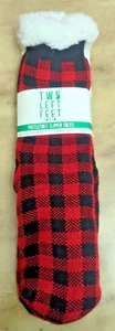 Two Left Feet Mistletoes NEW Slipper Socks Nonslip Unisex Faux Fur Inside Lining - Picture 1 of 11