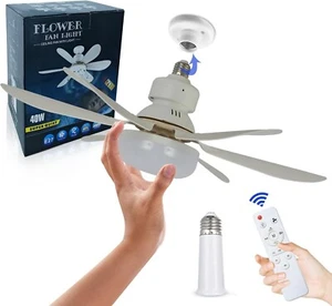 Ceiling Fan with Light and Remote, Screw in Ceiling Fan in Light for Socket E26 - Picture 1 of 9
