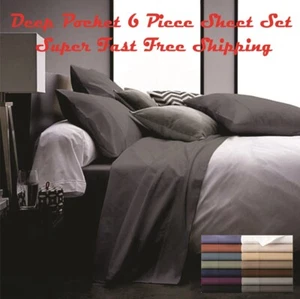 6 PIECE DEEP POCKET SUPER SOFT EGYPTIAN BAMBOO COMFORT FEELING NEW BED SHEET SET - Picture 1 of 36