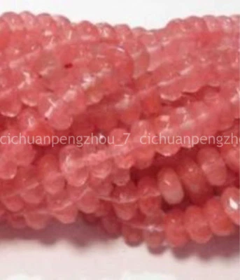 Hermosas cuentas sueltas rondelle gemas de turmalina sandía rosa facetadas de 4x6 mm 15" Foto 1 de 3