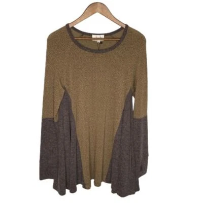 Aria Womens Earthy Tunic Top Size M Brown Neutral Bohemian Goblincore Pockets - Image 1 of 4