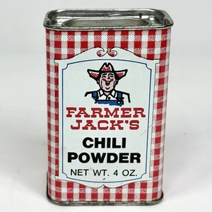 VINTAGE Farmer Jack’s Grocery Store 4 oz peperoncino polvere latta/lattina Detroit vuoto - Foto 1 di 8