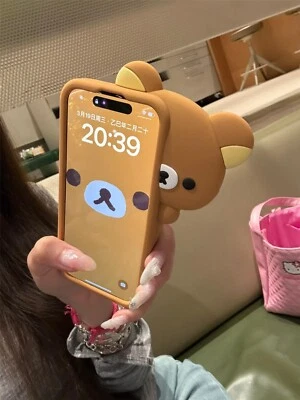 3D Niedliche Poking Head Rilakkuma Hülle Cover für iPhone 16 Pro Max 15 14 13 Pro - Bild 1 von 4