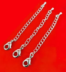 3 (pieces) Bracelet/Anklet/Necklace Silver Chain Extender (7cms) w/Lobster Clasp - Picture 1 of 1