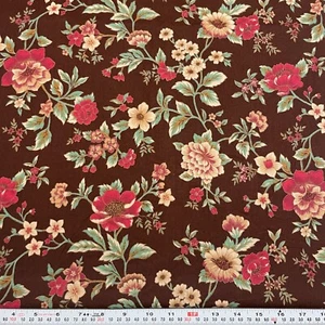 Vtg Joan Kessler Concord Fabrics Metallic Florals Brown Cotton by the HALF YARD - Picture 1 of 2