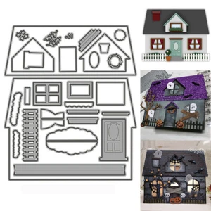 Halloween Prägung DIY Karte Scrapbooking Stanzformen Schablone Haus Metall Handwerk - Bild 1 von 8