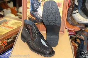LOS ALTOS GENUINE LIZARD STINGRAY BLACK MEN ANKLE BOOT (EE) WIDTH ZA2068205 - Picture 1 of 7