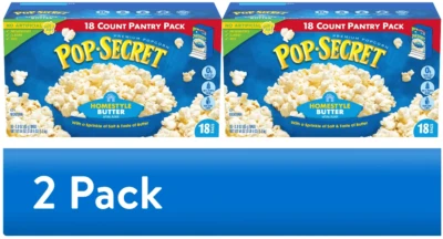 (Paquete de 2) Palomitas Pop Secret Microondas Estilo Hogar Sabor Mantequilla 3 OZ - 18 Ct Foto 1 de 4
