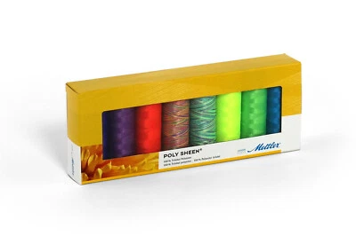 Mettler Poly Sheen 100% Polyester Neon 8 Pack Sewing Thread Embroidery Crafts - Image 1 of 2