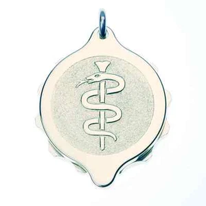 SOS Talisman Stainless Steel Medical Pendant - Snake & Staff - Picture 1 of 2