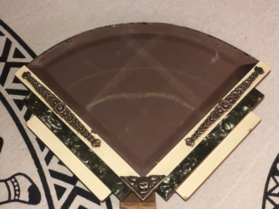 Espejo de tocador pequeño Art Deco años 20 en madera incorporado raro Foto 1 de 4