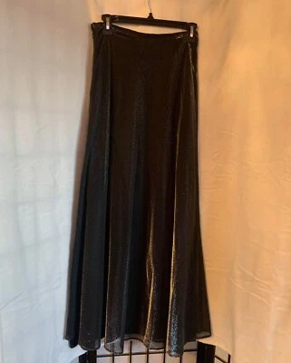 Maxi Falda Metálica Negra/Plateada Usada en Excelente Condición Xscape por Lawrence Kurtz Talla 8 Foto 1 de 4