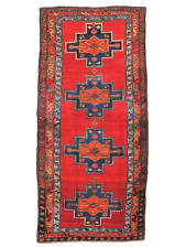 Hand Knotted Runner Tribal Meshkin Red Blue Oriental Wool Area Rug 4'7" x 9'9"