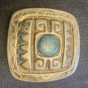 Vintage Gürtelschnalle Indianer Türkis - Bild 1 von 2