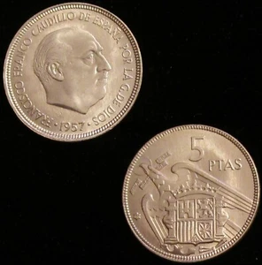 *GUTSE* FRANCO-8, 5 PESETAS 1957*64, PLUS FLOJO, BRILLO ORIGINAL, SIN CIRCULAR. - Imagen 1 de 1