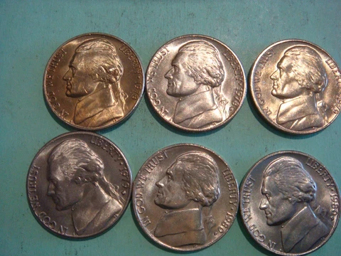 1978 P 1978 D 1979 P 1979 D 1980 P 1980 D Jefferson Nickels - all Full Steps UNC Cover