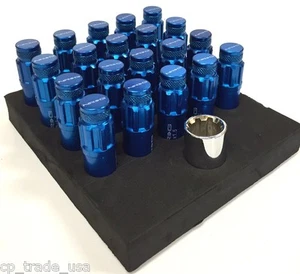 NRG STEEL LUG NUTS WITH DUST CAP COVER SET 12 x1.25 BLUE  - Picture 1 of 4