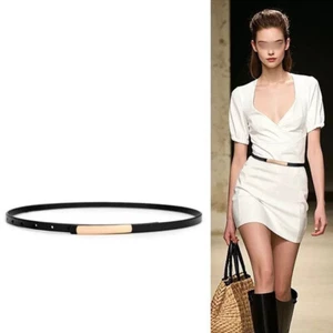 Damen Echt Leder Taillengürtel Mode Gold Schnalle Bund Verstellbar Dünner Gürtel - Bild 1 von 46