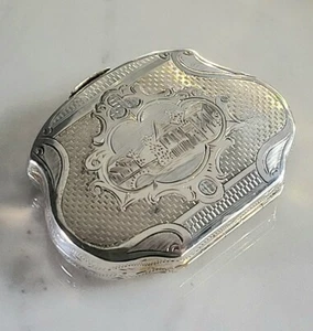 RARO FINE c. 1870 Punzonato Francese Completamente Inciso .800 Argento Snuff/Pill Box - Foto 1 di 13