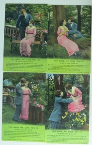 Bamforth Song Postcards 1910's x 4 YOU MADE ME LOVE YOU  No 4757/1/2/3/4 - Picture 1 of 2