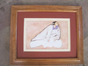 R C Gorman, Woman at Squaw Dance, holzgerahmt mattiert Navajo 11 x 14 Druck - Bild 1 von 2