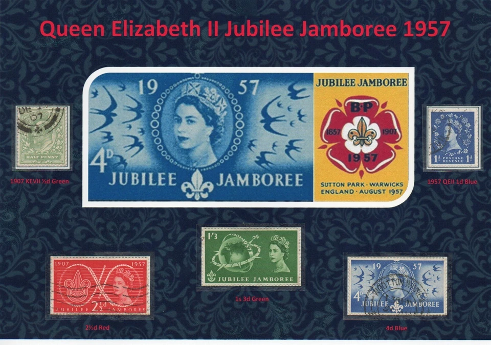 GB QEII BONITO USADO EXHIBICIÓN DEL JAMBOREE JUBILEO EXPLORADOR MUNDIAL 1957 CELEBRACIÓN EN MUY BUEN ESTADO Foto 1 de 2